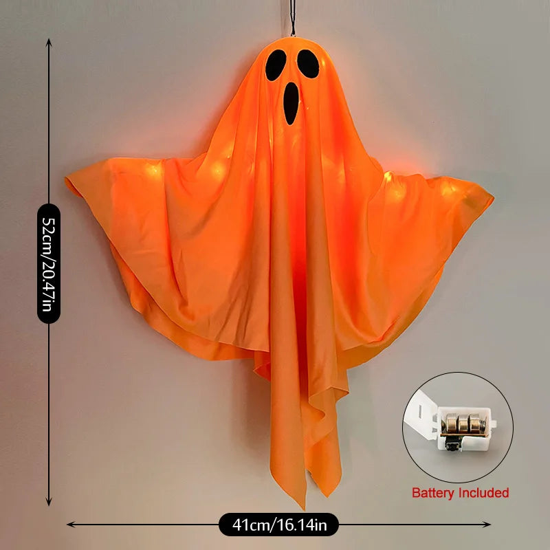 Halloween Party LED Glow Ghost Home Indoor Outdoor Decoration Supplies 2024 Haunted House Bar Hanging Horror Props with Lights