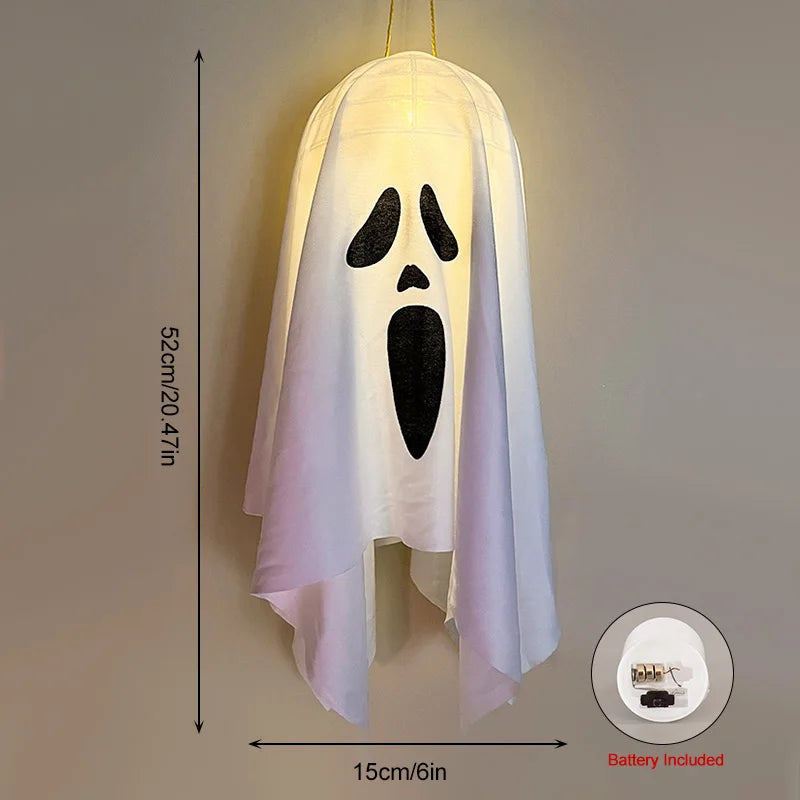 Halloween Party LED Glow Ghost Home Indoor Outdoor Decoration Supplies 2024 Haunted House Bar Hanging Horror Props with Lights