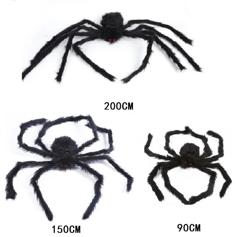 Giant Spider Huge Spider Web Halloween Decoration Props Haunted Indoor Outdoor Spooky Plush Large Araneid Prank Trick Supplies