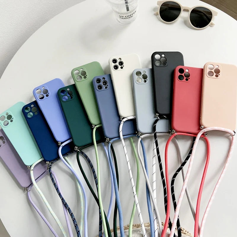 Crossbody Lanyard Necklace Phone Case For OPPO A79 5G High Qualtiy Camera Protection Soft Silicone Back Cover Funda Accessories