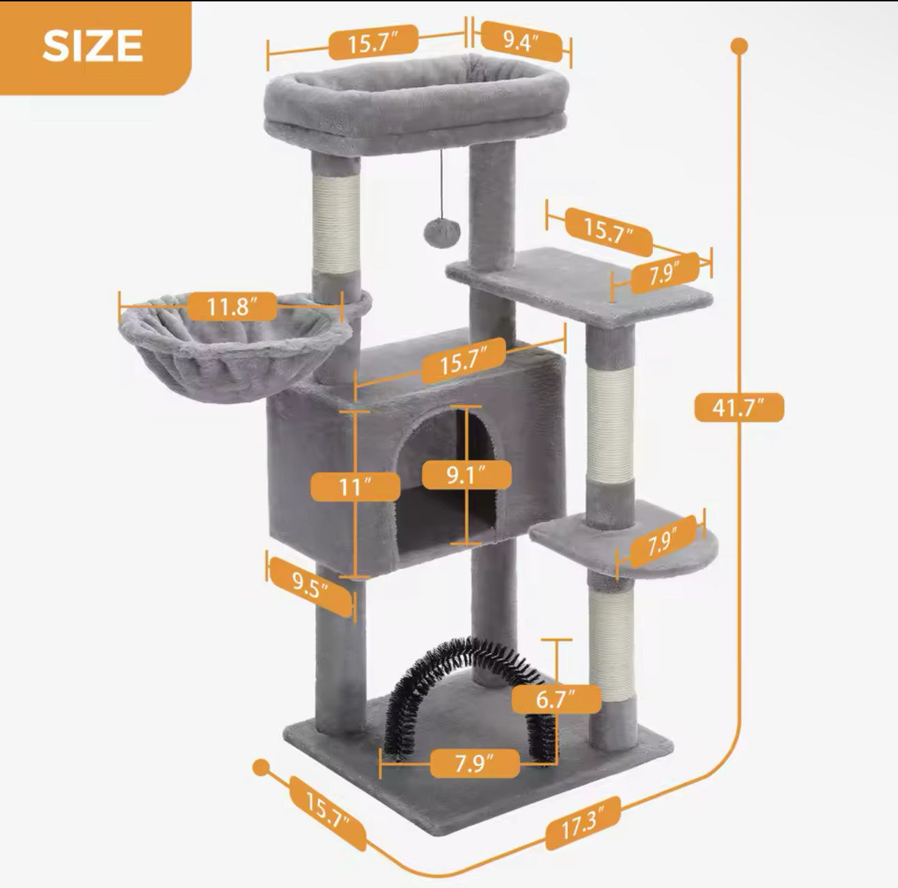 Cat Tree with Toy Cat Tower condo for Indoor Cats Cat House with Padded Plush Perch Cozy Hammock and Sisal Scratching Posts
