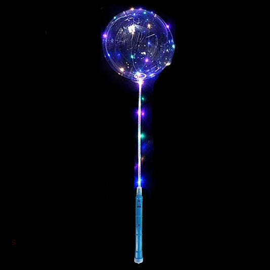 LED Light Up Bobo Balloons Flashing Handles 20 Inches Bubble Bobo Balloons 70 cm Sticks Christmas Birthday Party Decoration