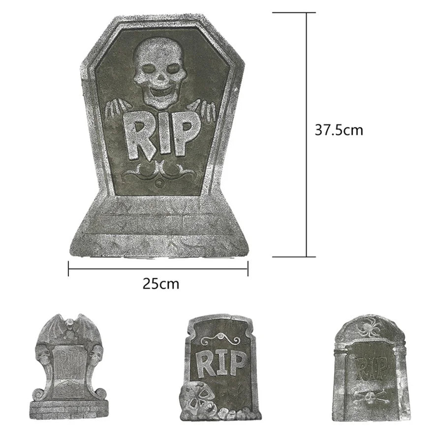 Halloween Home Decorations Graveyard Tombstone Cemetery 4 Different Signs Horror Atmosphere Mini Tombstones Skulls Accessories