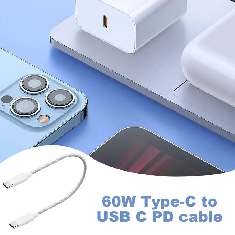 USB C to Type C Mobile Phone Data Cable Fast Charging PD 60W Braided Charger Cable For phone Samsung