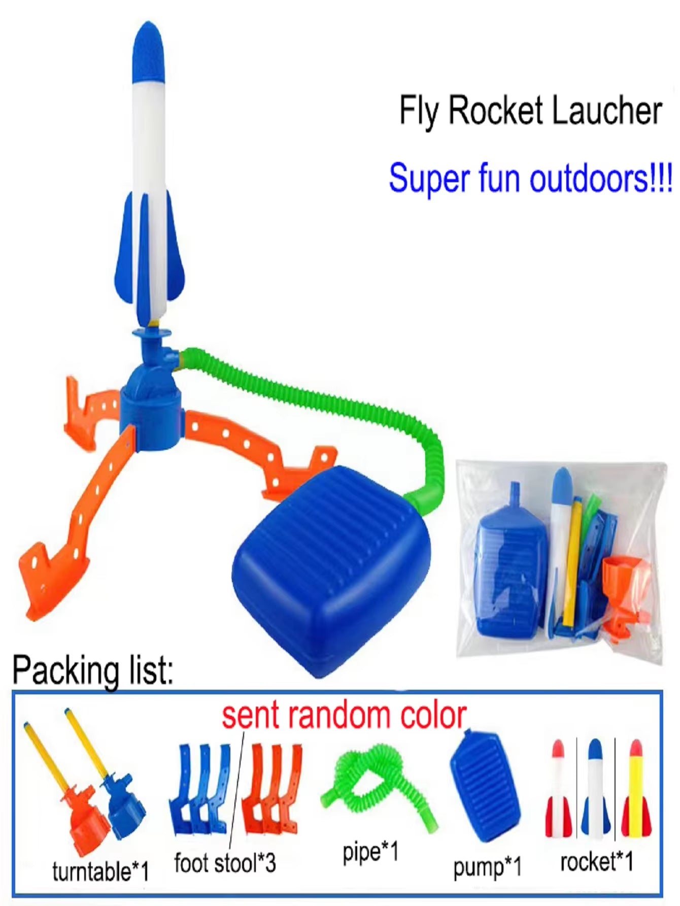 Children Outdoor Sport Toys Air Rocket Foot Pump Launcher Parent-Child Interactive Games Air Pressed Stomp Soaring Rocket Toys