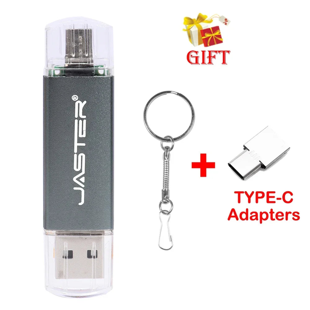 3 In 1 OTG USB Flash Drives 64GB Key Chain Pendrive 8GB U Disk Free TYPE-C Adapters Gifts Pen drive 32GB Black Memory Stick 16GB