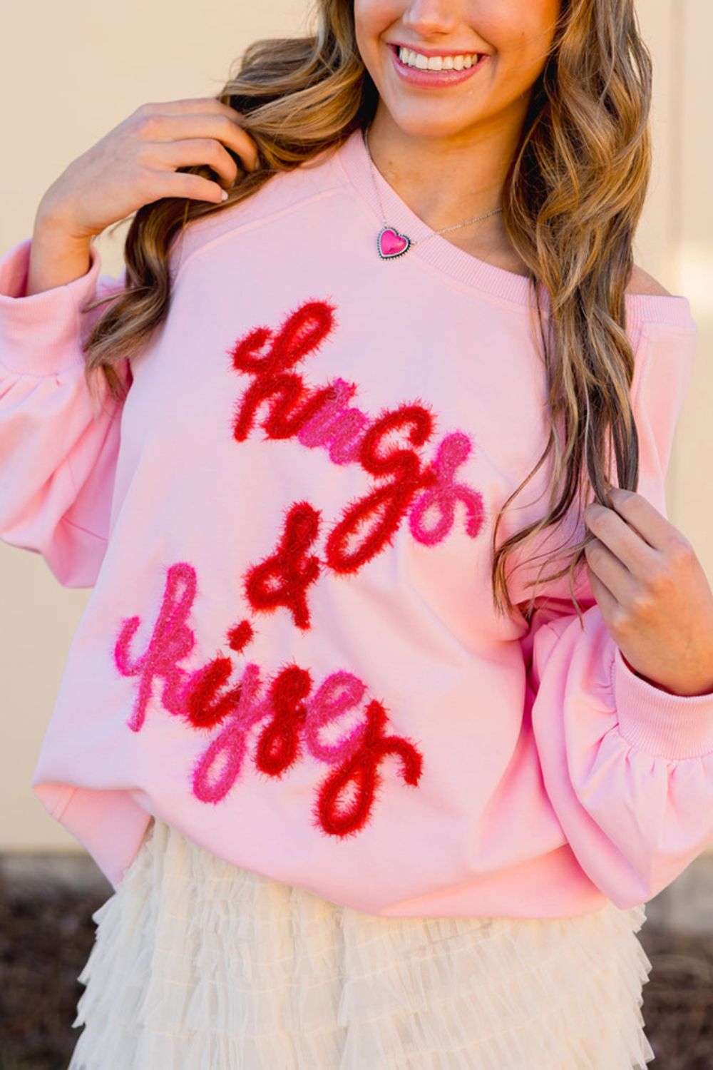 Valentine’s Day HUG AND KISSES Round Neck Sweatshirt