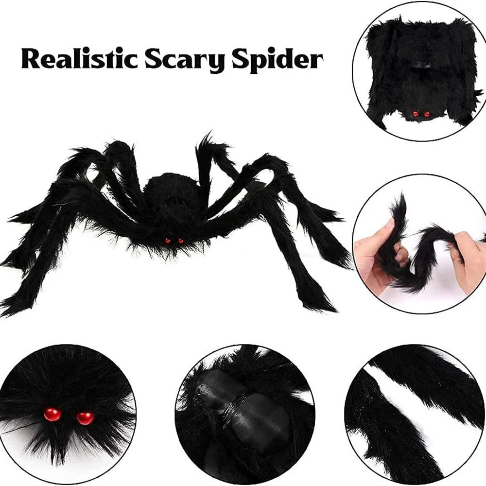 200cm Giant Halloween Spider Decoration,Large Outdoor Plush Spider Decorations,Scary Huge Fake Spider Props Like Professional