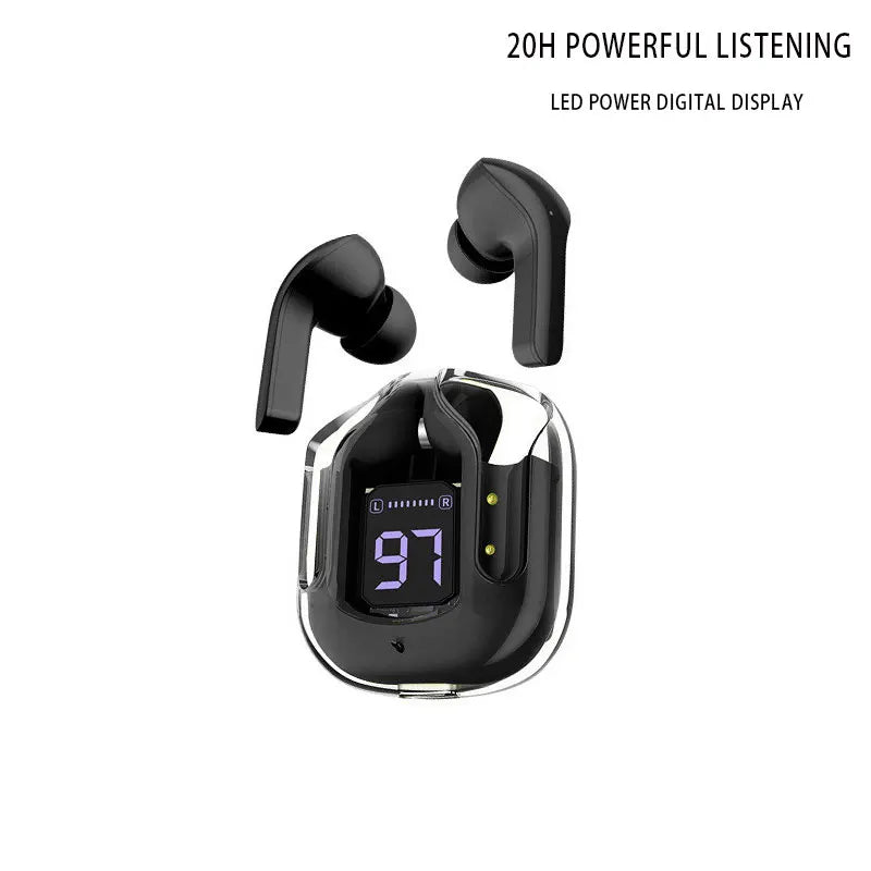 Transparent Wireless Bluetooth Earbud Noise Canceling Stereo Headphone with Digital Display Charging Case Waterproof Gaming