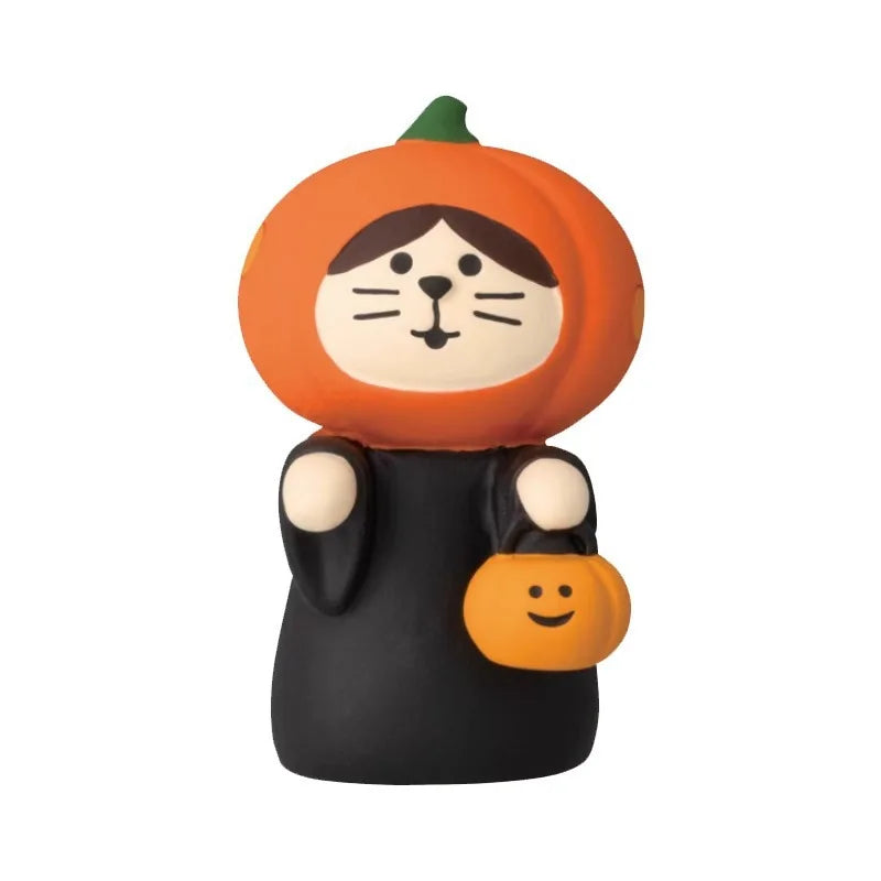 Halloween Pumpkin Japanese Cat Miniature Scene Props Fashion Play Creative Gift ZAKKA Resin Small Decoration