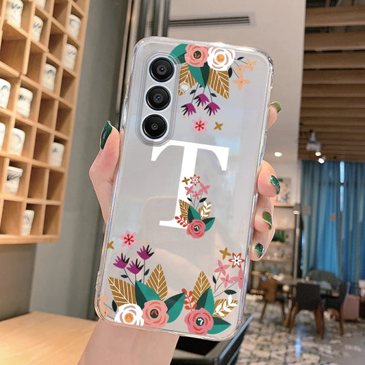 For Samsung Galaxy A15 4G A15 5G Phone Case Art Flower Letter Fashion A B C For Samsung Galaxy A15 Shockproof Transparent Shells