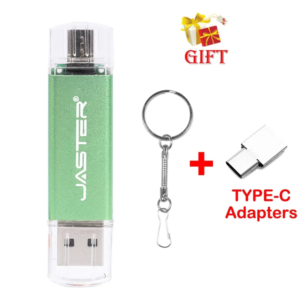 3 In 1 OTG USB Flash Drives 64GB Key Chain Pendrive 8GB U Disk Free TYPE-C Adapters Gifts Pen drive 32GB Black Memory Stick 16GB