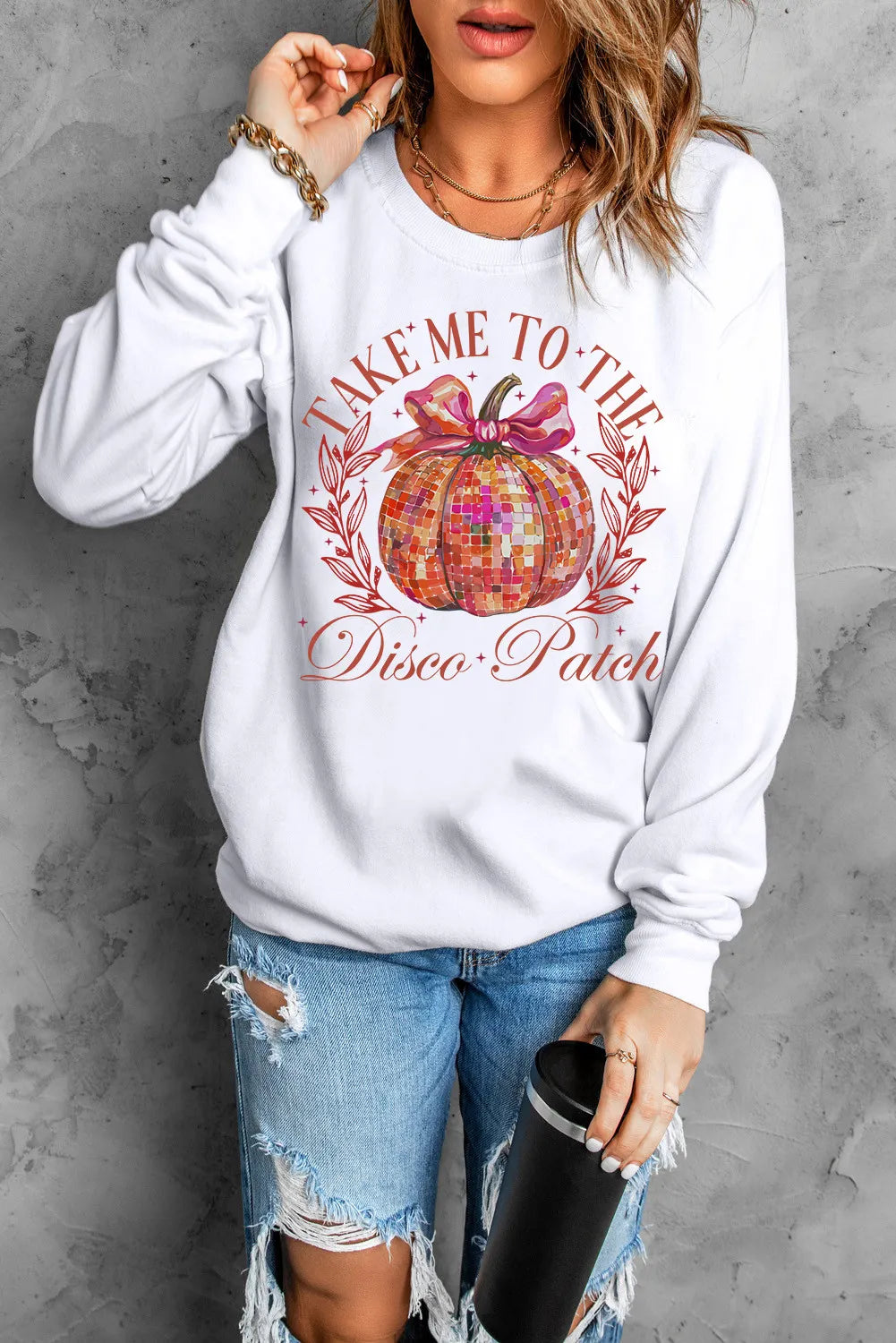 Graphic Round Neck Long Sleeve Sweatshirt