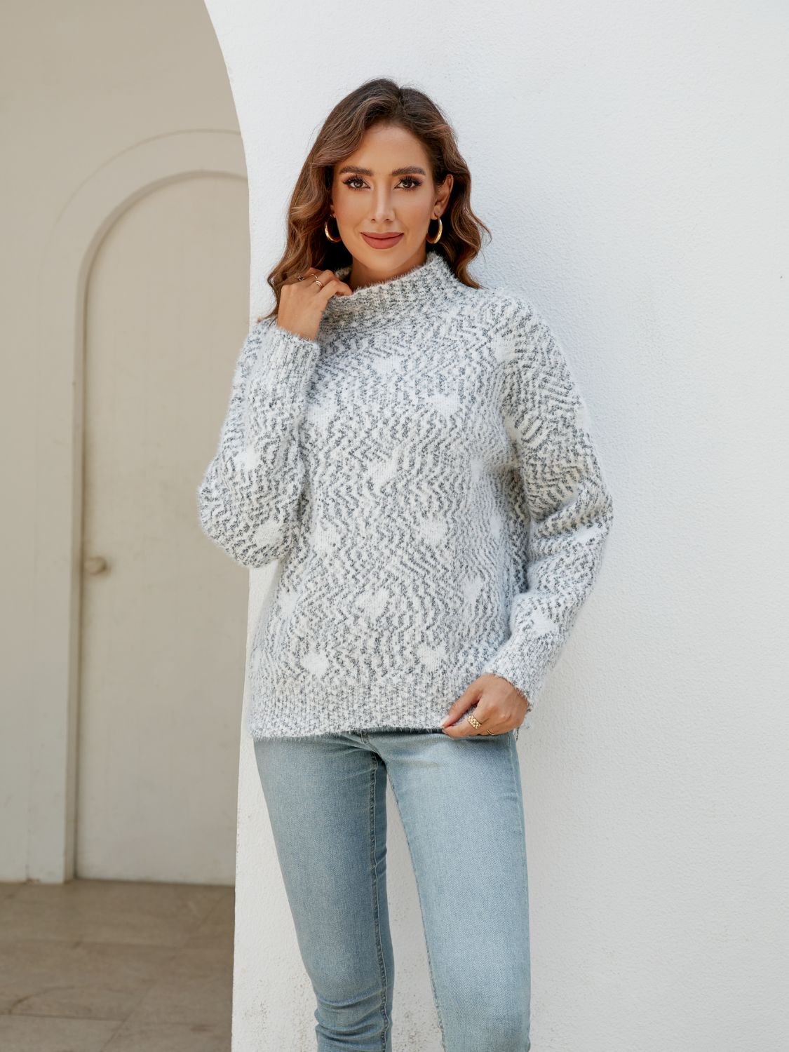 Heart Mock Neck Sweater