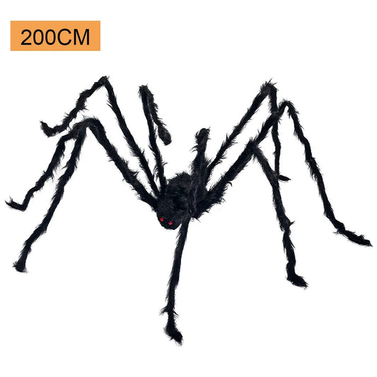 200cm Giant Halloween Spider Decoration,Large Outdoor Plush Spider Decorations,Scary Huge Fake Spider Props Like Professional