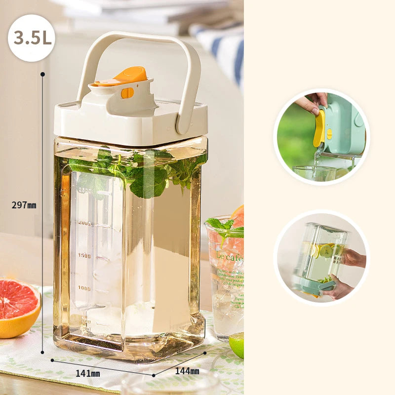 3.5L Refrigerator Water Kettle Large Capacity Cold Water Bottle with Faucet Iced Beverage Dispenser Kitchen Drinkware Juice Cont