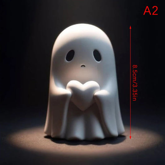 Middle Finger Cute Ghost Statue, Ghosts Small Scary Ghost Figurines, Halloween Home Decorations, Coffee Table Centerpieces Shelf