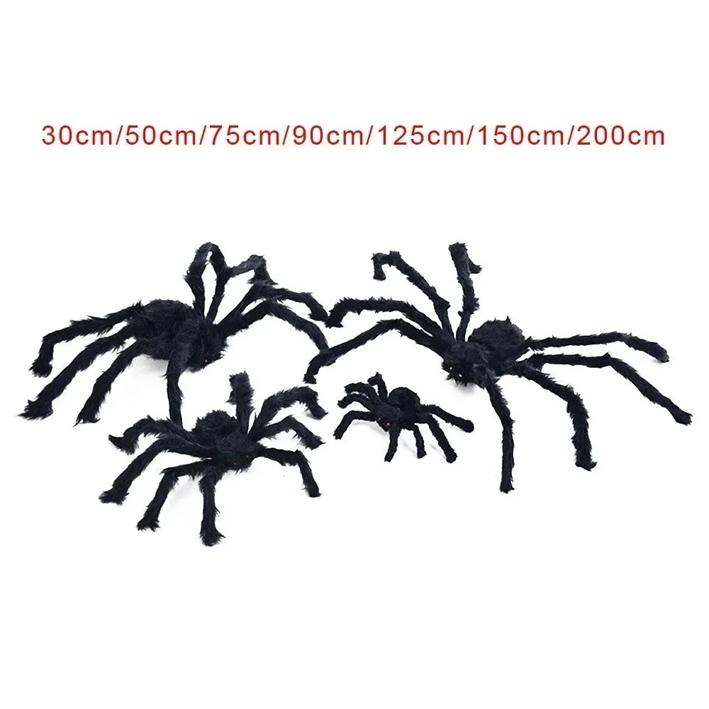 30cm/50cm/75cm/90cm/125cm/150cm/200cm Halloween Giant Black Plush Spider Decoration Haunted House Prop Indoor Outdoor Decor