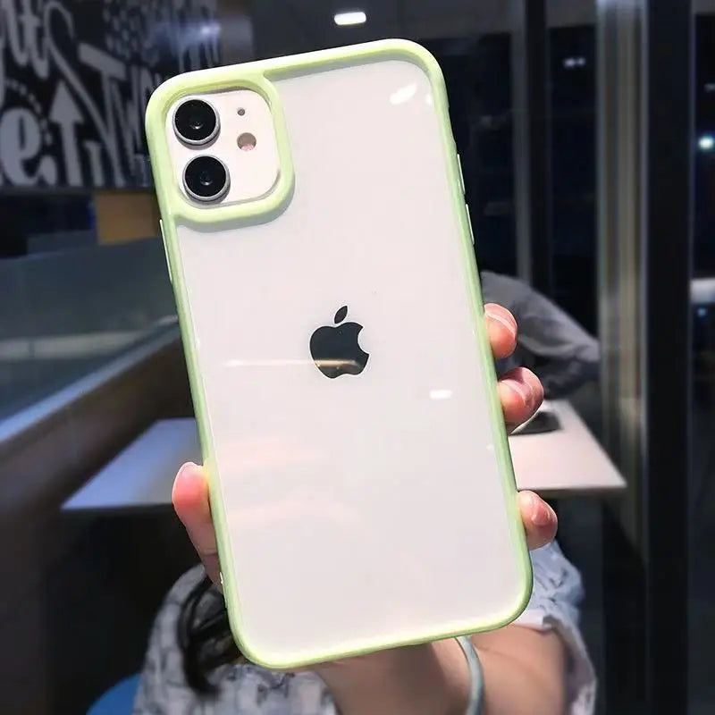 Cute Colour Clear Silicone Case For iPhone 15 14 13 12 11 Pro Max Mini XR X Xs 7 8 6 6s Plus Simple Shockproof Back Cover Case