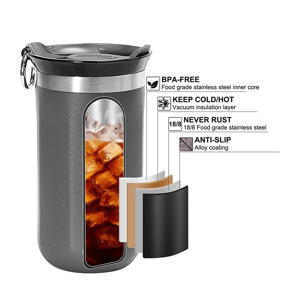 Thermal Mug Thermo for Coffee Water Bottle Stainless Steel Cup Thermal Insulated Vacuum Flask Tumbler Leakproof Travel Drinkware