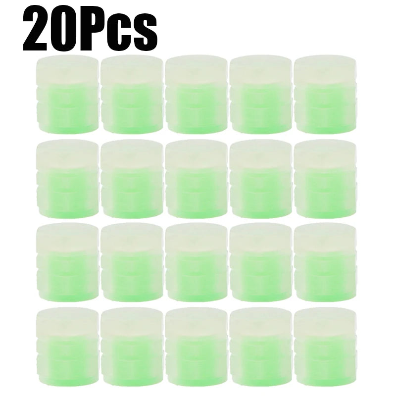 20Pc Luminous Valve Caps Fluorescent Night Glowing Decor Car Motorcycle Bicycle Wheel Hub Valve Stem Cap Styling Car Accessories