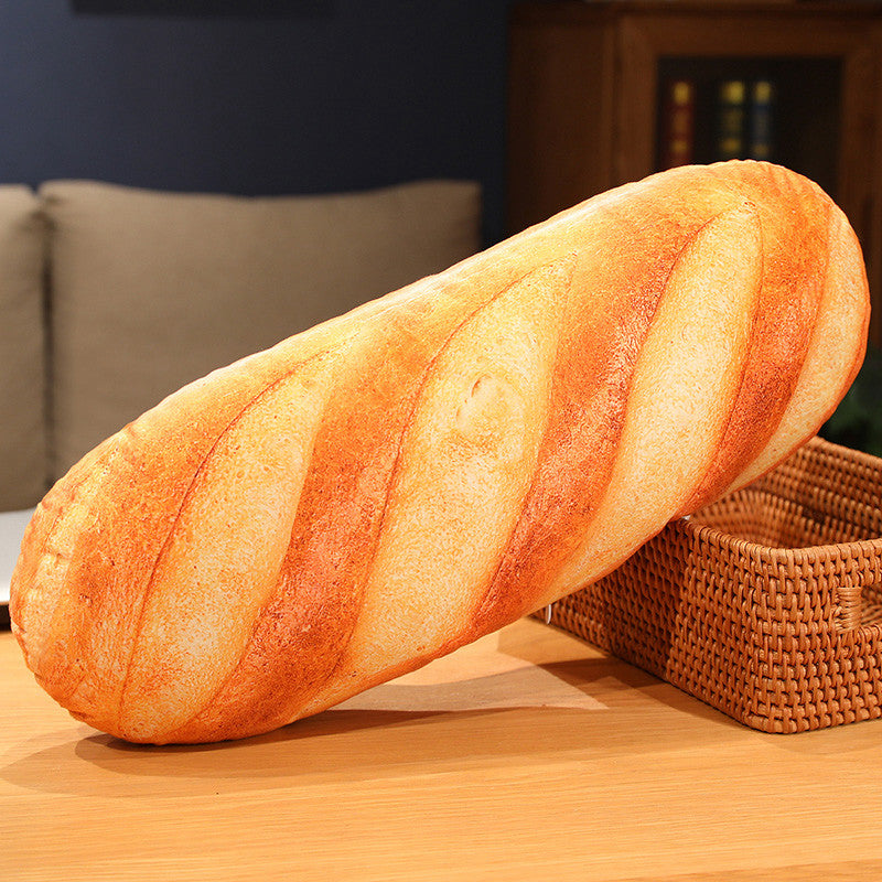 French Bread Plush Pillow | Stuffed Food Plushie with Printed Images | Perfect Party Prop & Sleeping Companion Gift for Men