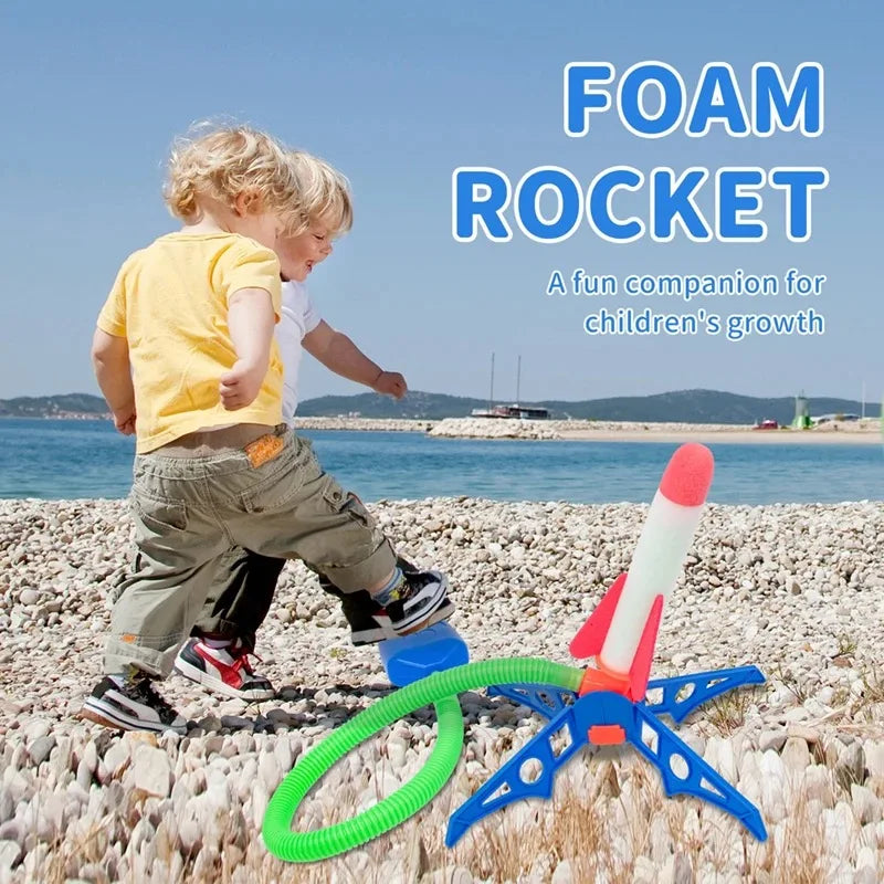 Children Outdoor Sport Toys Air Rocket Foot Pump Launcher Parent-Child Interactive Games Air Pressed Stomp Soaring Rocket Toys