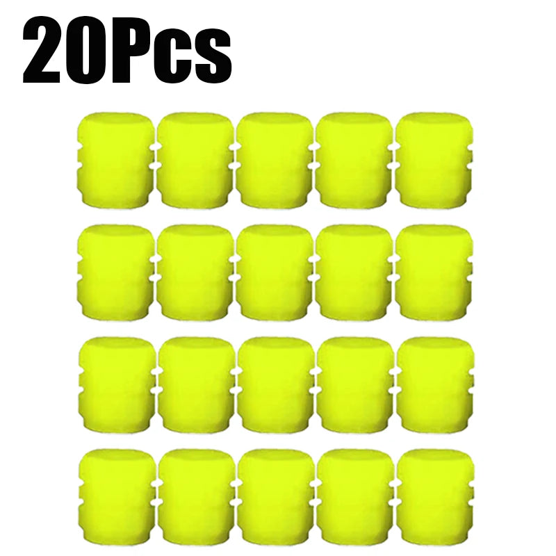 20Pc Luminous Valve Caps Fluorescent Night Glowing Decor Car Motorcycle Bicycle Wheel Hub Valve Stem Cap Styling Car Accessories