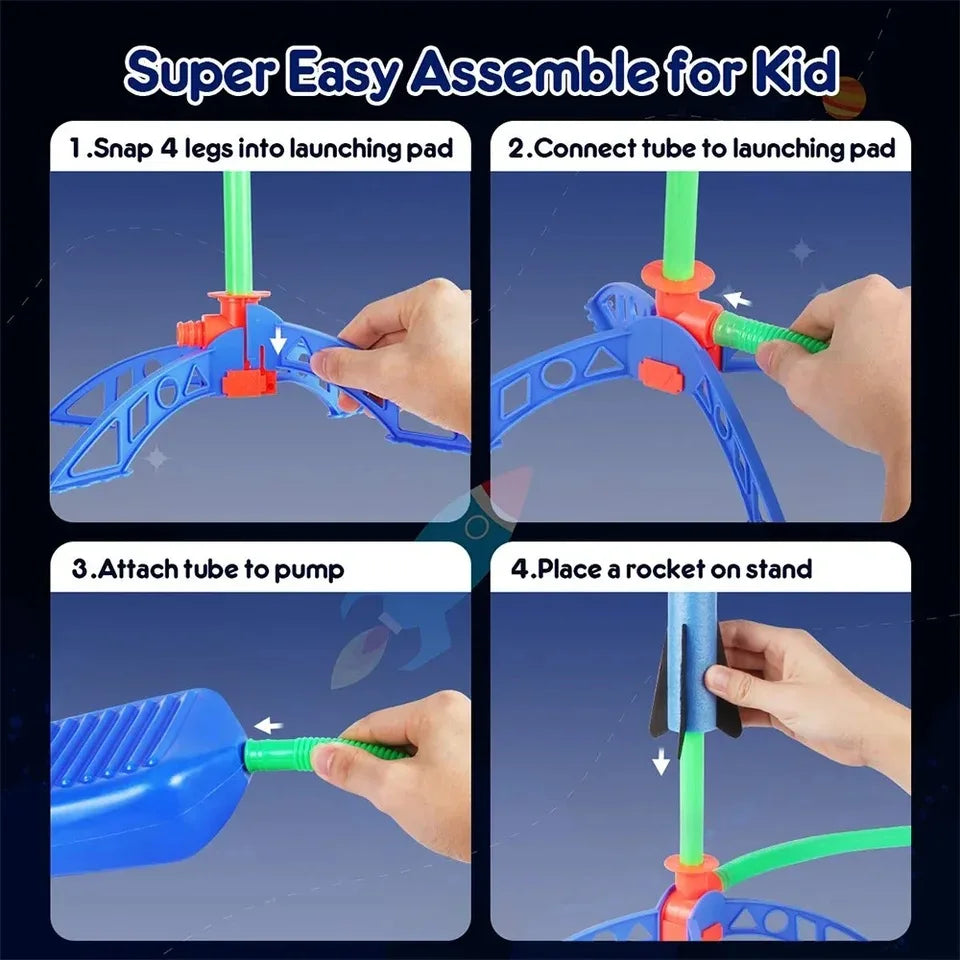 Children Outdoor Sport Toys Air Rocket Foot Pump Launcher Parent-Child Interactive Games Air Pressed Stomp Soaring Rocket Toys