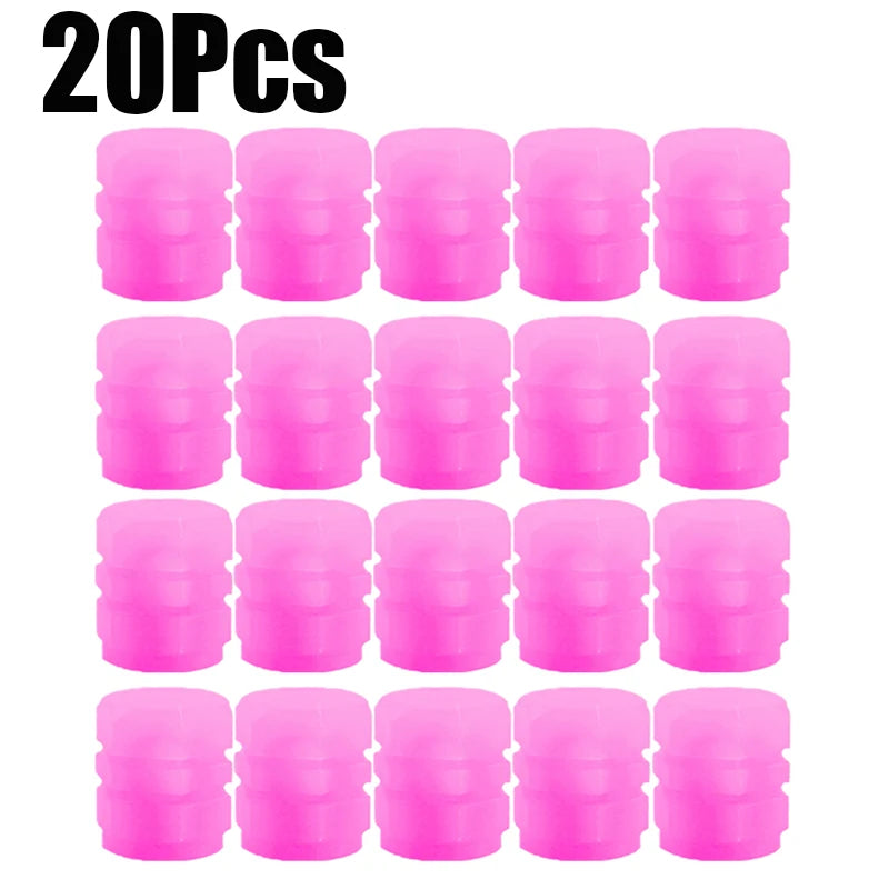 20Pc Luminous Valve Caps Fluorescent Night Glowing Decor Car Motorcycle Bicycle Wheel Hub Valve Stem Cap Styling Car Accessories