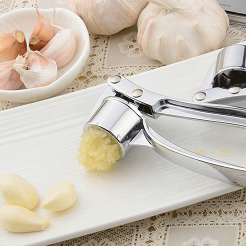 Stainless Steel Garlic Press & Mincer - Handheld Kitchen Tool for Crushing Garlic & Ginger, Multifunction Squeezer & Masher