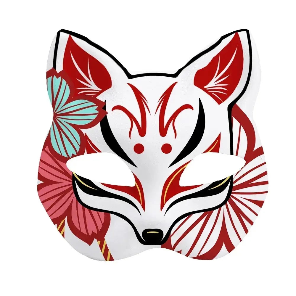 10/5Pcs Japanese Mask Half Face Hand-painted Cat Fox Mask Anime Demon Slayer Masquerade Halloween Festival Cosplay Prop