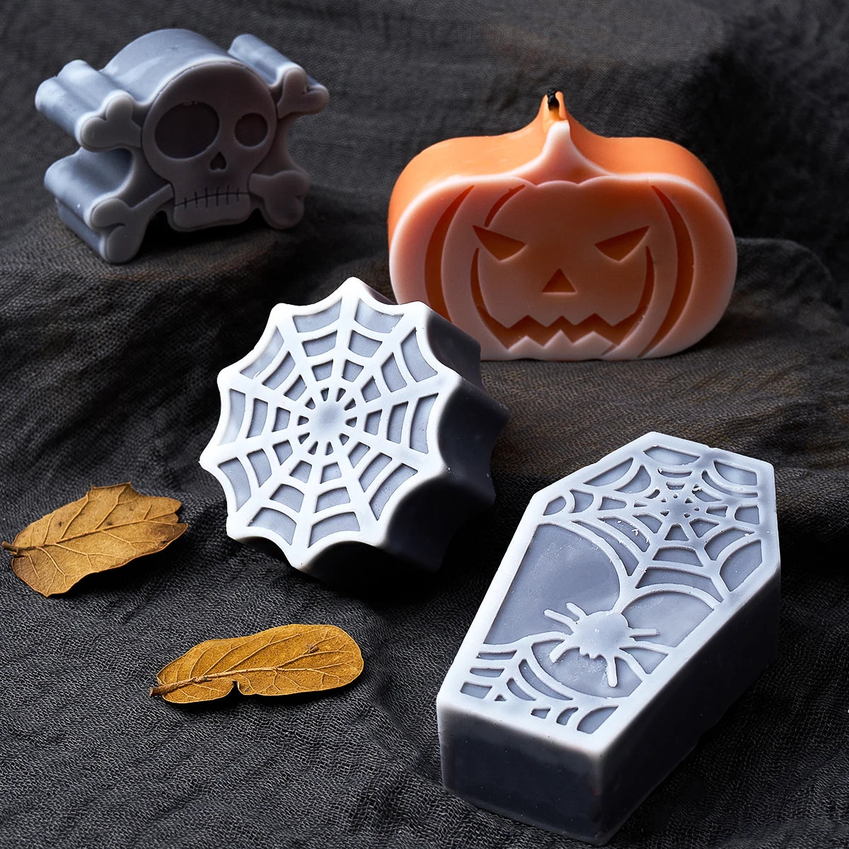 New Halloween Ornaments Pumpkin Silicone Candle Mold DIY Ghost Bat Soap Crafts Making Molds Plaster Resin Mould Home Decor Tools