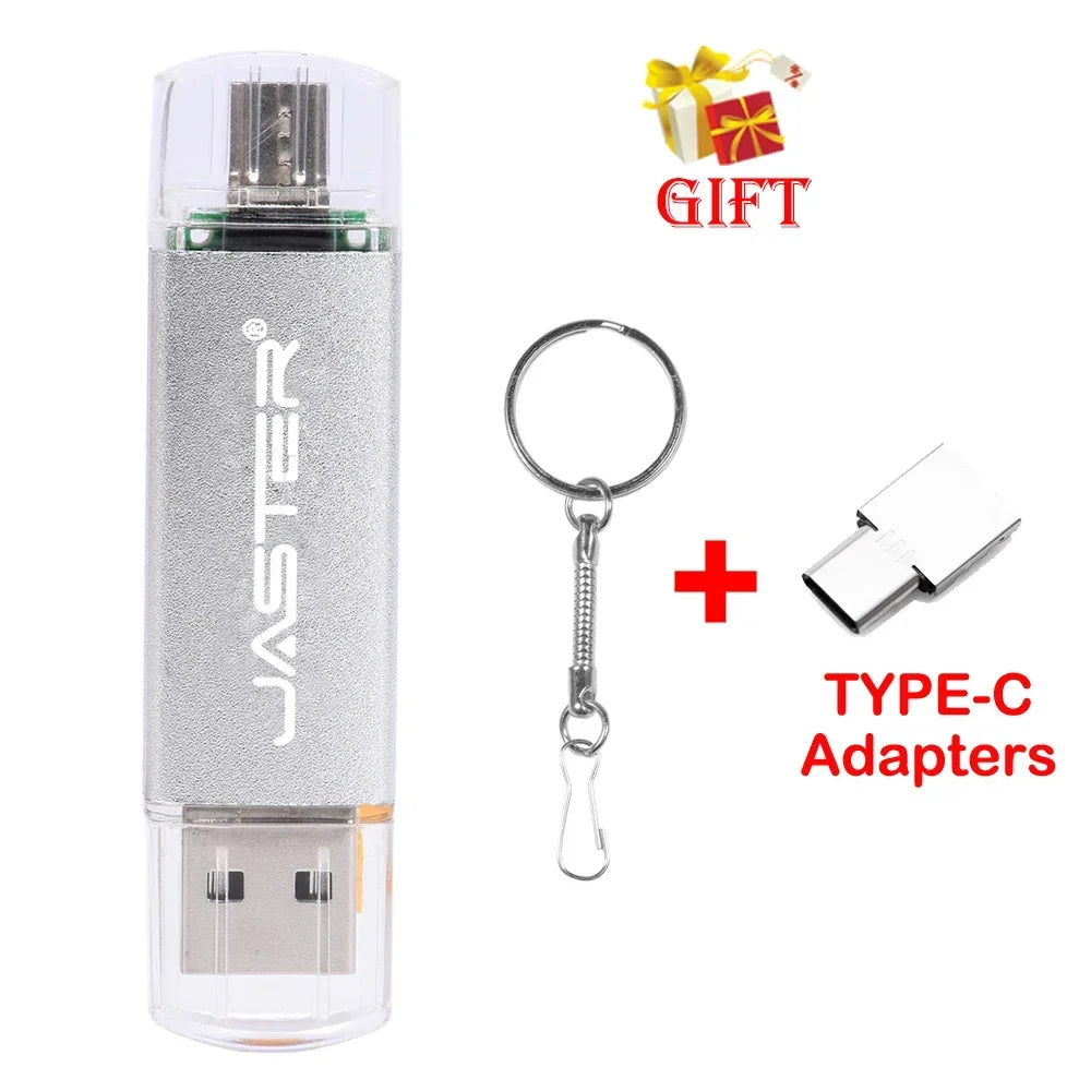 3 In 1 OTG USB Flash Drives 64GB Key Chain Pendrive 8GB U Disk Free TYPE-C Adapters Gifts Pen drive 32GB Black Memory Stick 16GB