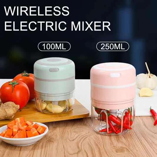 100/250mL Mini Electric Garlic Chopper USB Charging Ginger Masher Machine Sturdy Durable Chili Vegetable Crusher Kitchen Tool