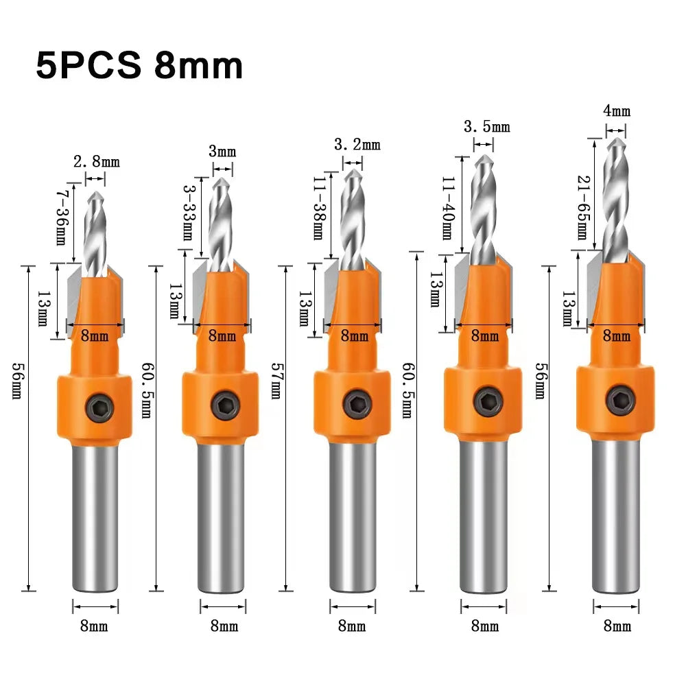 6 8 12MM 1/4′′ 1/2′′ SHANK Flush Trim Router Bit with 4 Blade Woodworking Milling Cutter for Wood BIT Router Bit Set Fresa New