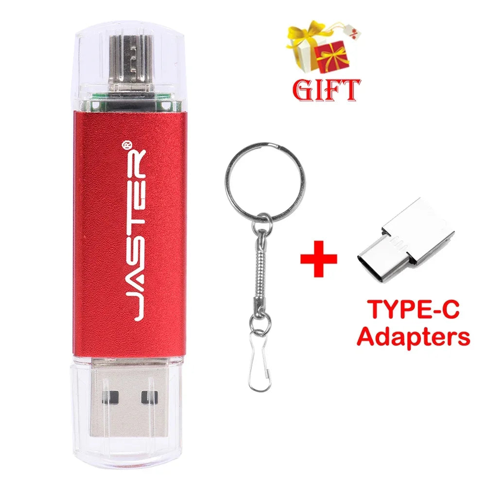 3 In 1 OTG USB Flash Drives 64GB Key Chain Pendrive 8GB U Disk Free TYPE-C Adapters Gifts Pen drive 32GB Black Memory Stick 16GB