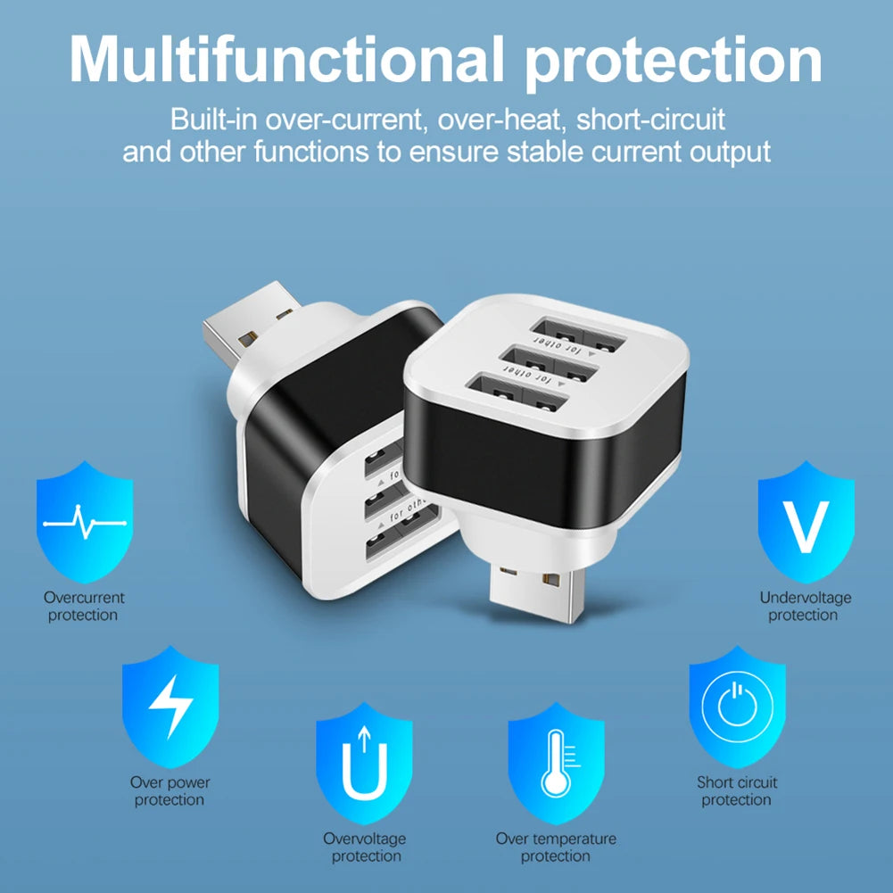 USB2.0 HUB 3 Ports USB Splitter Mobile Phone Chargers Wall Adapter USB PD Charging Adapter for MacBook Air Laptop