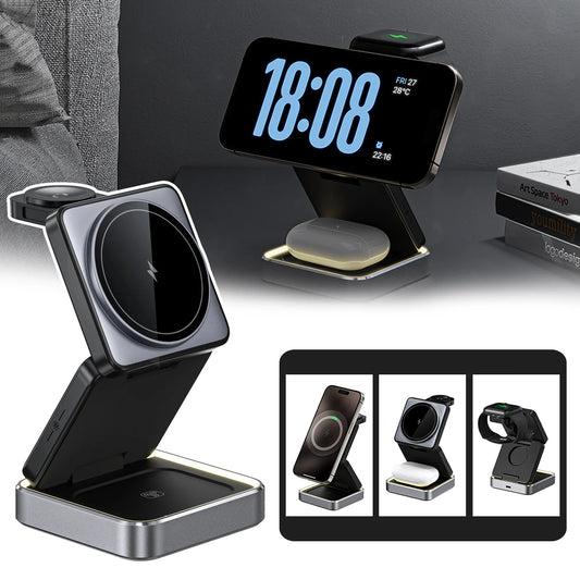 3 In 1 Wireless Charger Magnetic Fast Charging Station Stand Base For Phone Watch