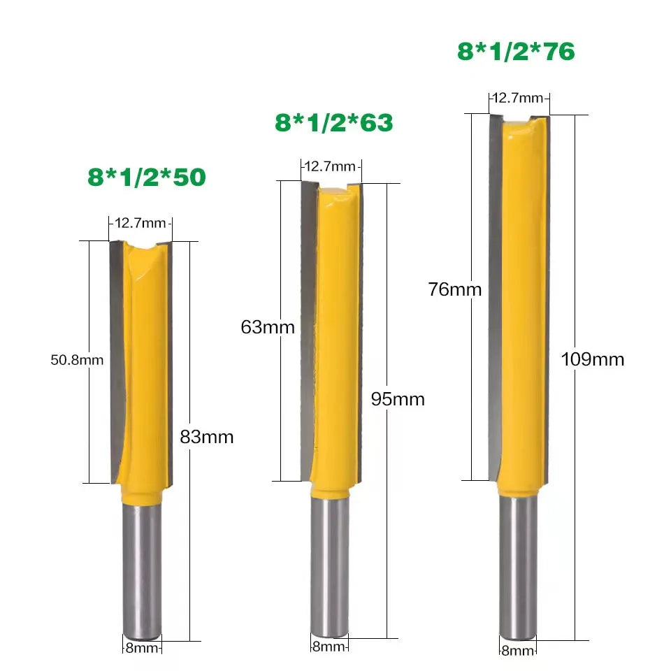 6 8 12MM 1/4′′ 1/2′′ SHANK Flush Trim Router Bit with 4 Blade Woodworking Milling Cutter for Wood BIT Router Bit Set Fresa New