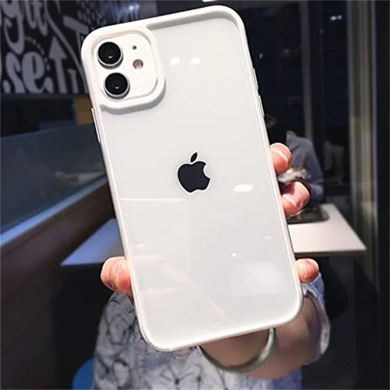 Cute Colour Clear Silicone Case For iPhone 15 14 13 12 11 Pro Max Mini XR X Xs 7 8 6 6s Plus Simple Shockproof Back Cover Case