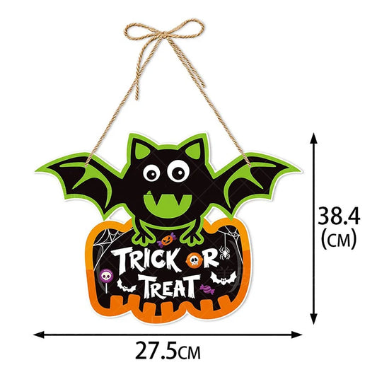 Halloween Pumpkin Door Hanging Banner Witch Ghost Bat Pattern Porch Sign Door Decor Halloween Decorations Outdoor Hanging Decor