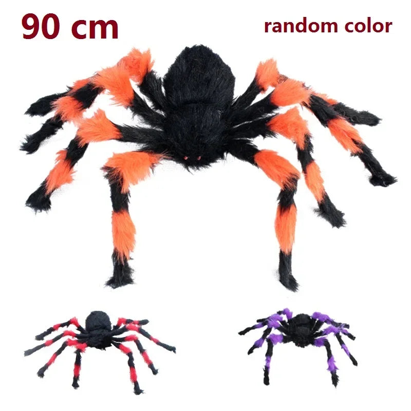 Giant Spider Huge Spider Web Halloween Decoration Props Haunted Indoor Outdoor Spooky Plush Large Araneid Prank Trick Supplies