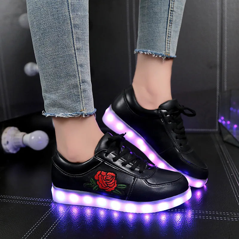 Led Slippers USB illuminated krasovki luminous sneakers glowing kids shoes children with light Sole sneakers for girls&boys