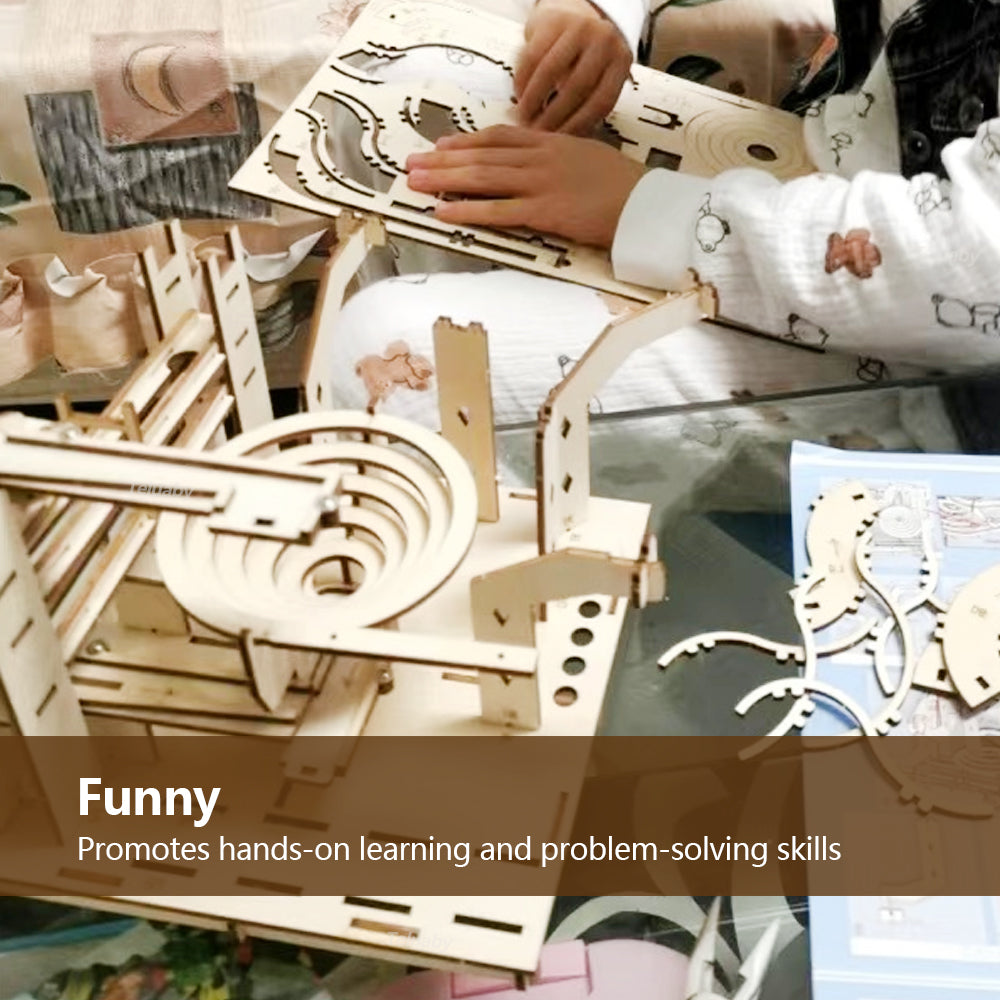 Holiday Must-Have: 3D Wooden Puzzle & Marble Run Kit – Perfect DIY Gift for Kids & Adults!