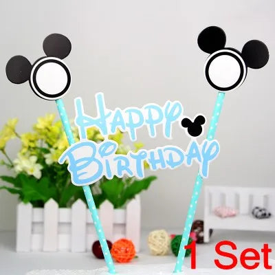 Hot Happy Birthday Number 0-9 Candles Cartoon Mickey Minnie Mouse Candle Cake Cupcake Topper Party Decoration Supplies DIY Gifts