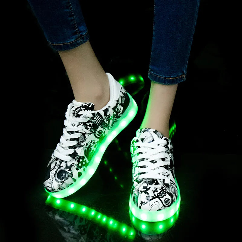 Led Slippers USB illuminated krasovki luminous sneakers glowing kids shoes children with light Sole sneakers for girls&boys