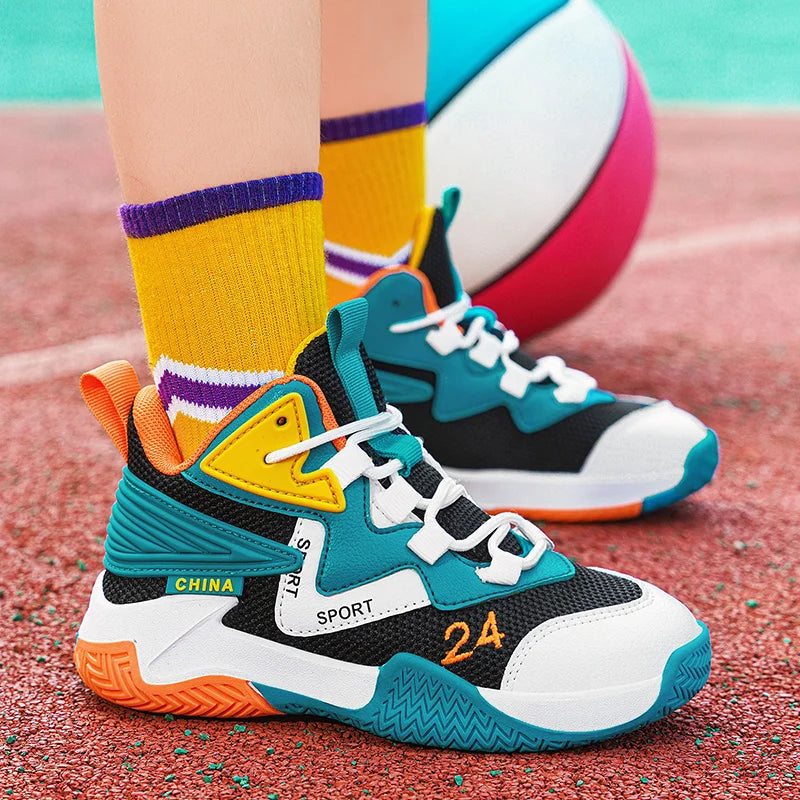 Children's Basketball Shoes Boys Girls Non-slip Sneakers Kids Ultralight Outdoor Gym Athletic Shoes Casual Basketball Trainers