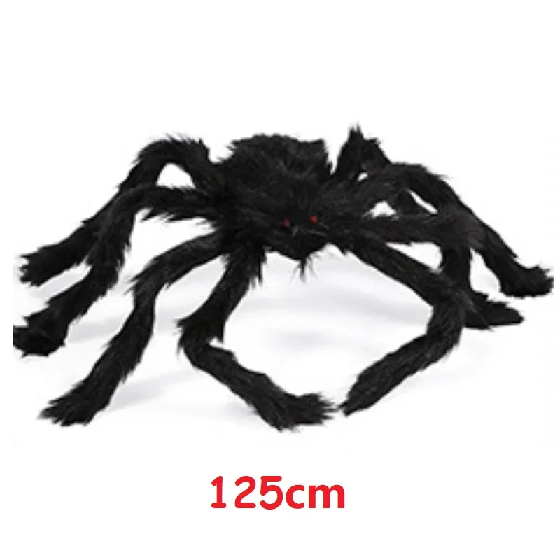 Giant Spider Huge Spider Web Halloween Decoration Props Haunted Indoor Outdoor Spooky Plush Large Araneid Prank Trick Supplies