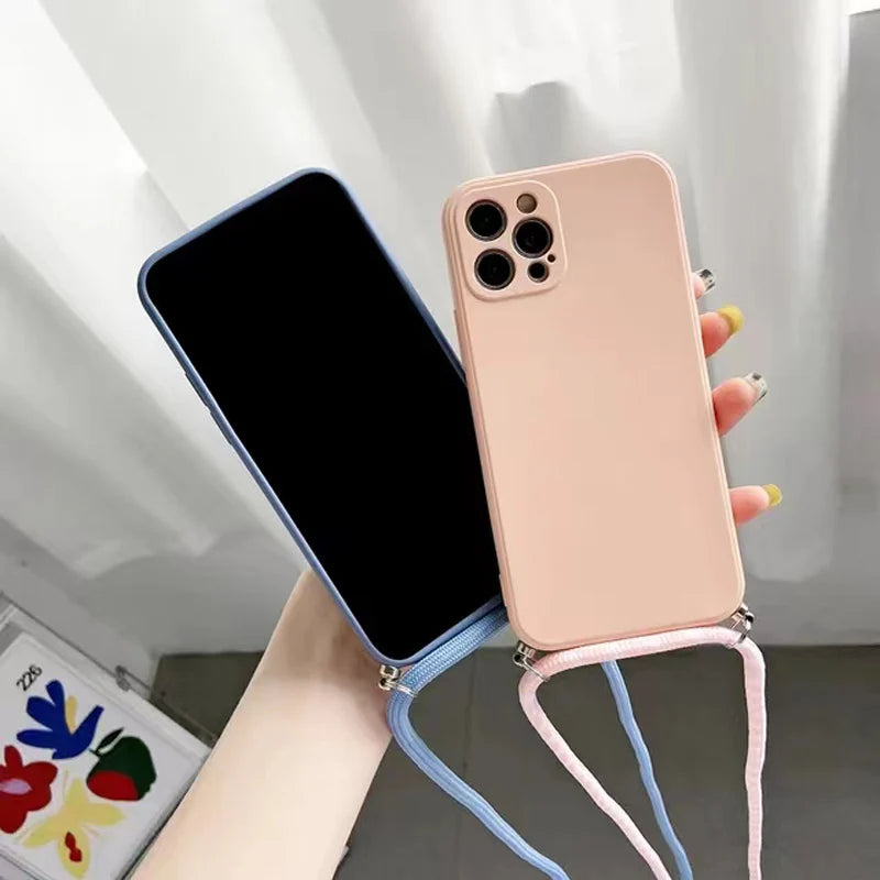 Crossbody Lanyard Necklace Phone Case For OPPO A79 5G High Qualtiy Camera Protection Soft Silicone Back Cover Funda Accessories